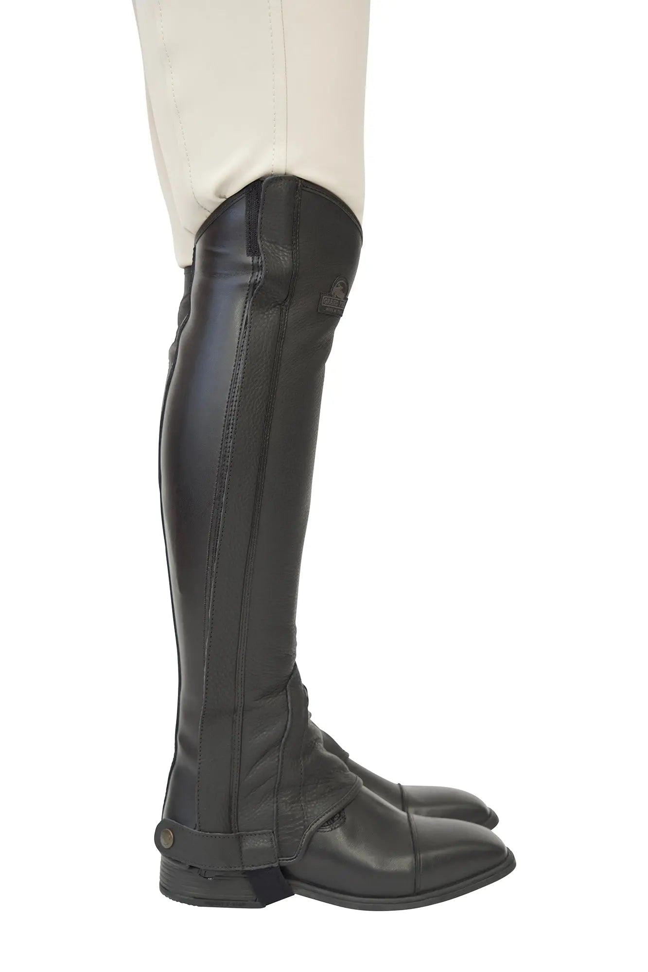 Grand Prix LC Italian Full Leather Half Chaps, Black - Equiluxe Tack