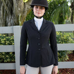 Grand Prix Quinn Show Jacket, 4 Button Front with Hidden Zipper Closure, Black - Equiluxe Tack