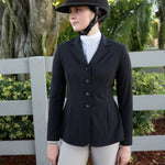 Grand Prix Quinn Show Jacket, 4 Button Front with Hidden Zipper Closure, Black - Equiluxe Tack