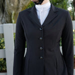 Grand Prix Quinn Show Jacket, 4 Button Front with Hidden Zipper Closure, Black - Equiluxe Tack