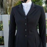 Grand Prix Quinn Show Jacket, 4 Button Front with Hidden Zipper Closure, Black - Equiluxe Tack
