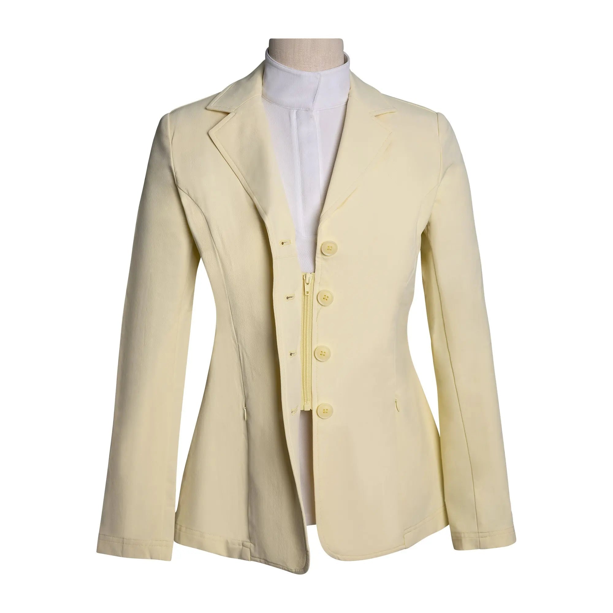 Grand Prix Quinn Show Jacket, 4 Button Front with Hidden Zipper Closure, Butter - Equiluxe Tack