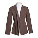 Grand Prix Quinn Show Jacket, 4 Button Front with Hidden Zipper Closure, Chocolate - Equiluxe Tack