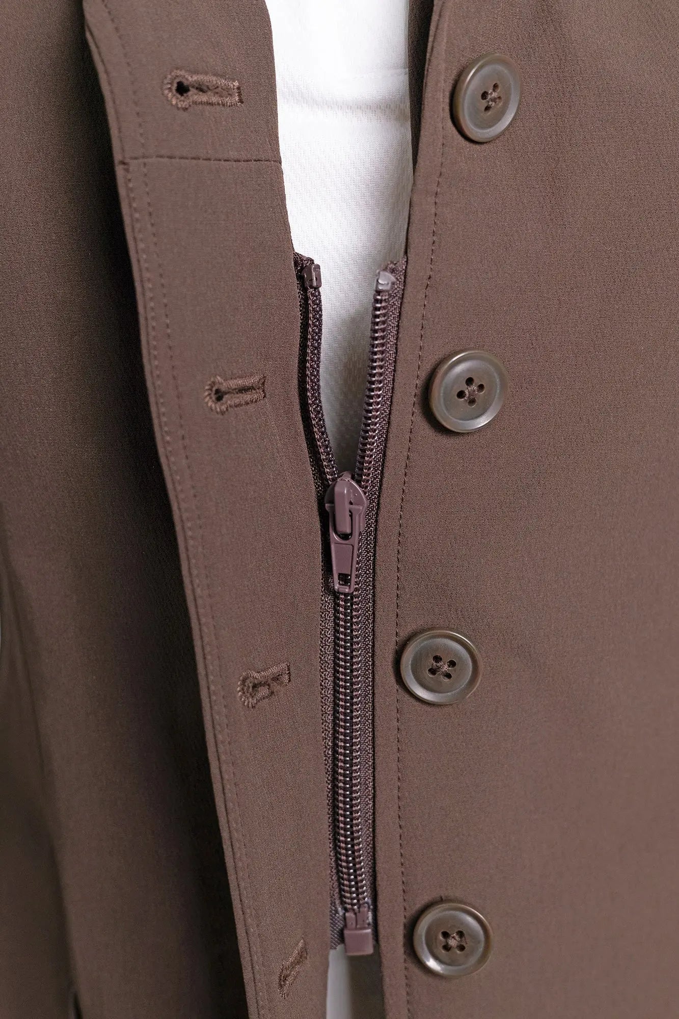 Grand Prix Quinn Show Jacket, 4 Button Front with Hidden Zipper Closure, Chocolate - Equiluxe Tack