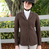 Grand Prix Quinn Show Jacket, 4 Button Front with Hidden Zipper Closure, Chocolate - Equiluxe Tack
