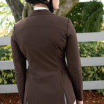 Grand Prix Quinn Show Jacket, 4 Button Front with Hidden Zipper Closure, Chocolate - Equiluxe Tack