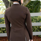 Grand Prix Quinn Show Jacket, 4 Button Front with Hidden Zipper Closure, Chocolate - Equiluxe Tack
