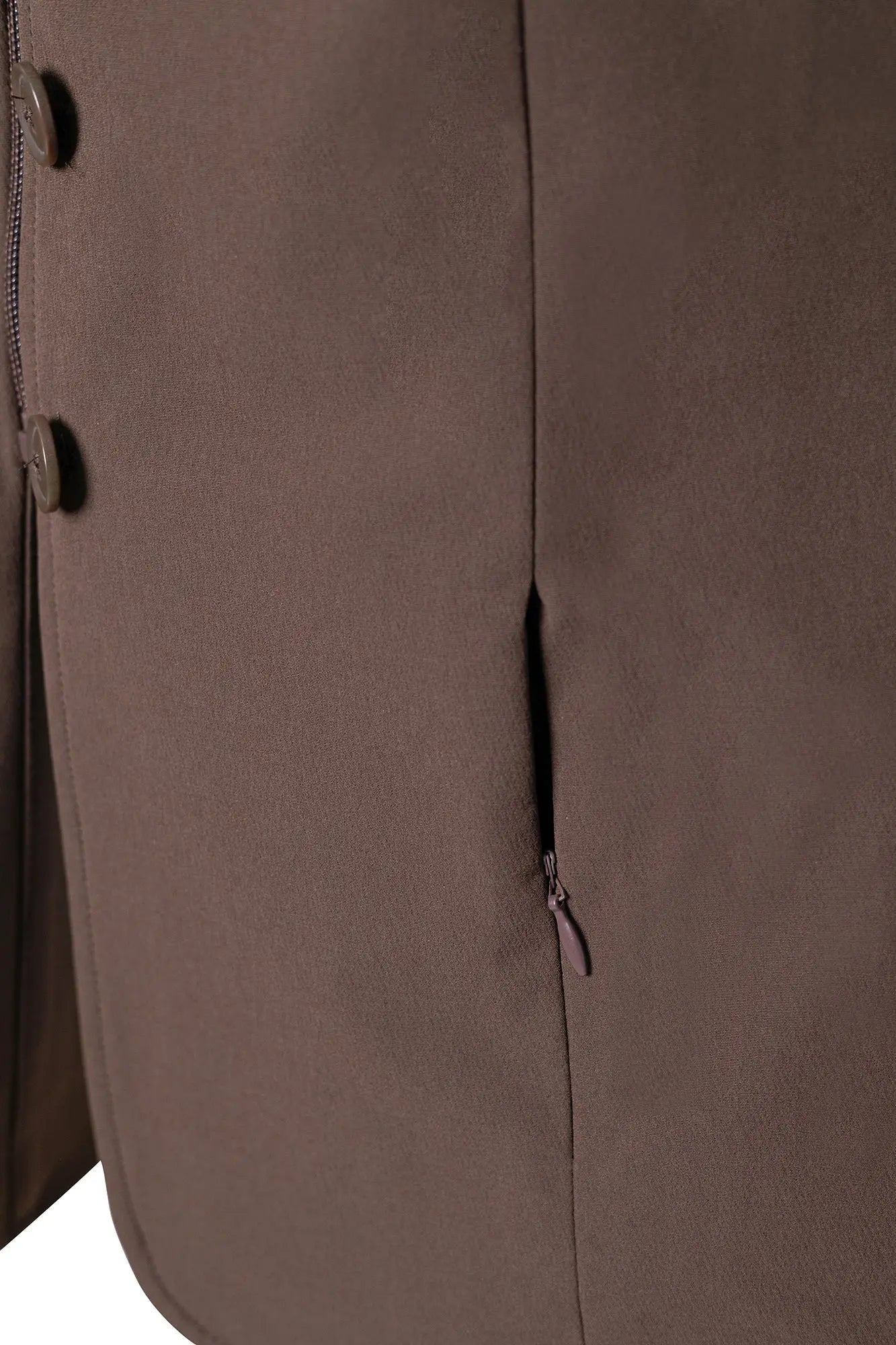 Grand Prix Quinn Show Jacket, 4 Button Front with Hidden Zipper Closure, Chocolate - Equiluxe Tack