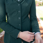 Grand Prix Quinn Show Jacket, 4 Button Front with Hidden Zipper Closure, New Green - Equiluxe Tack