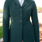 Grand Prix Quinn Show Jacket, 4 Button Front with Hidden Zipper Closure, New Green - Equiluxe Tack