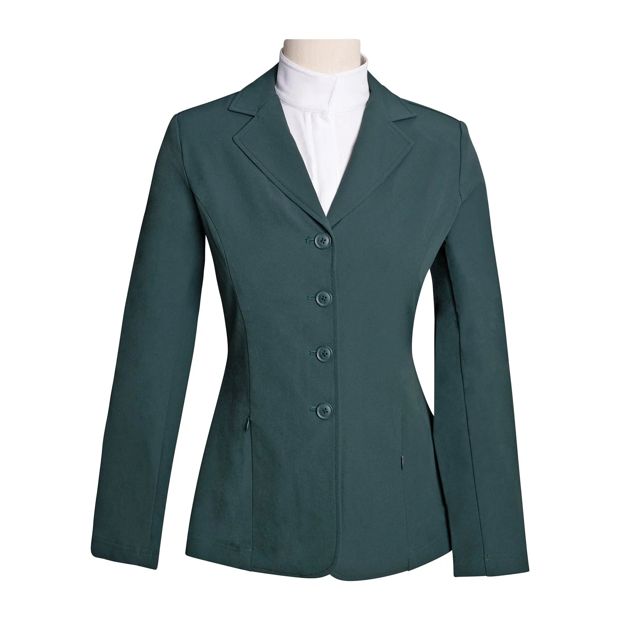 Grand Prix Quinn Show Jacket, 4 Button Front with Hidden Zipper Closure, New Green - Equiluxe Tack