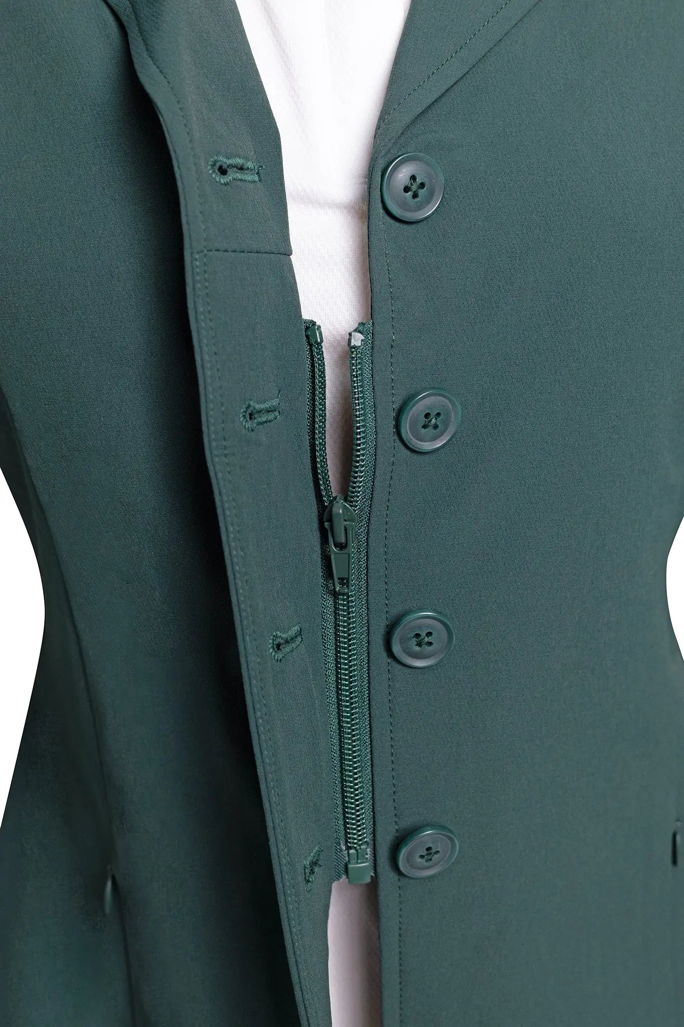 Grand Prix Quinn Show Jacket, 4 Button Front with Hidden Zipper Closure, New Green - Equiluxe Tack