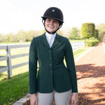 Grand Prix Quinn Show Jacket, 4 Button Front with Hidden Zipper Closure, New Green - Equiluxe Tack