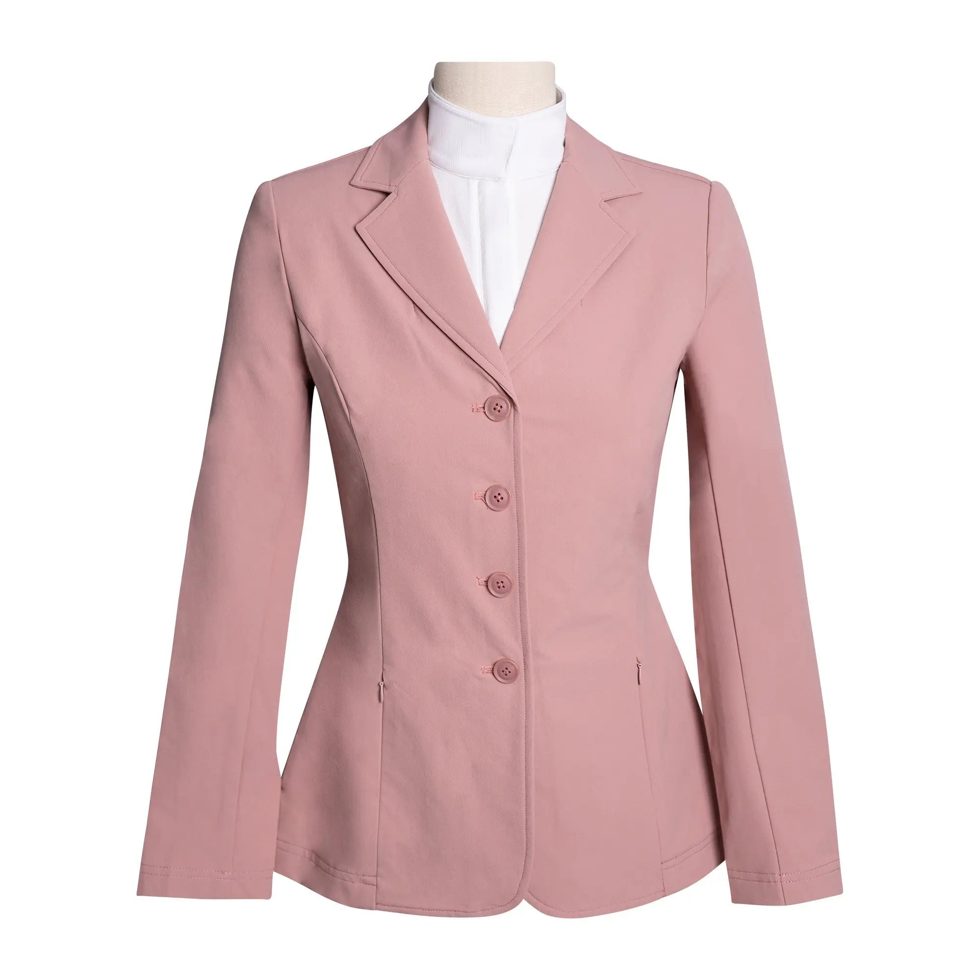 Grand Prix Quinn Show Jacket, 4 Button Front with Hidden Zipper Closure, Rose - Equiluxe Tack