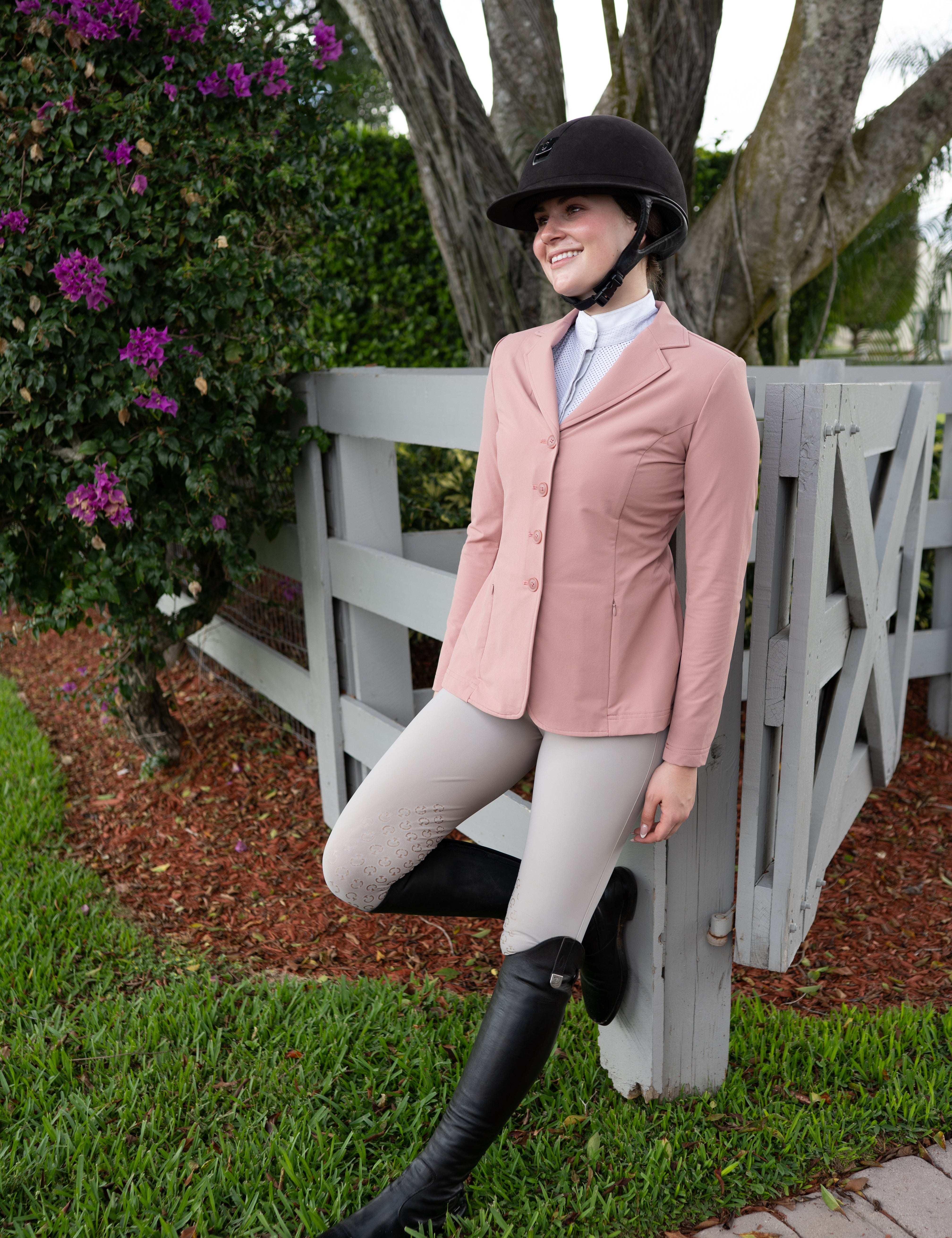 Grand Prix Quinn Show Jacket, 4 Button Front with Hidden Zipper Closure, Rose - Equiluxe Tack