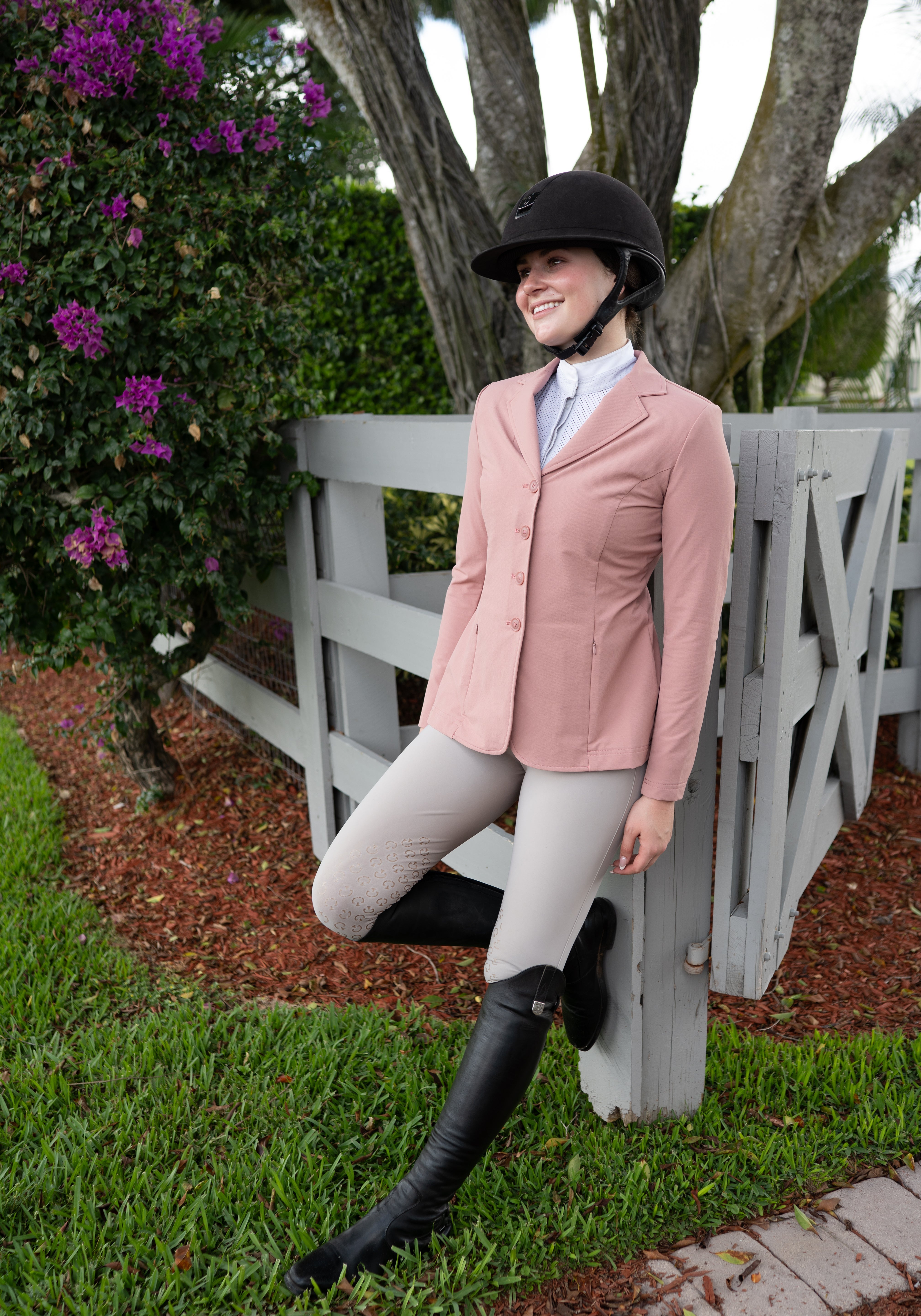 Grand Prix Quinn Show Jacket, 4 Button Front with Hidden Zipper Closure, Rose - Equiluxe Tack