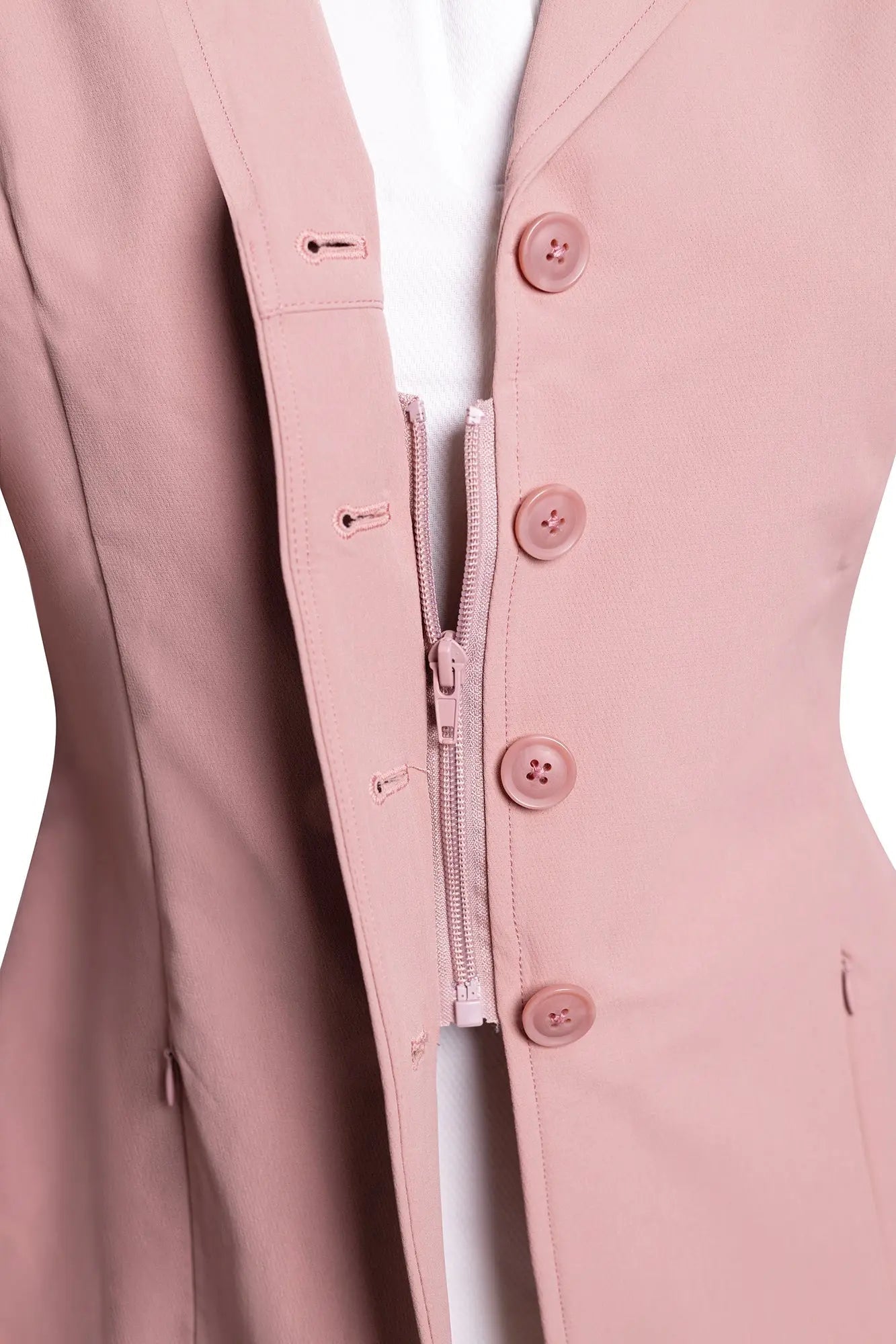 Grand Prix Quinn Show Jacket, 4 Button Front with Hidden Zipper Closure, Rose - Equiluxe Tack