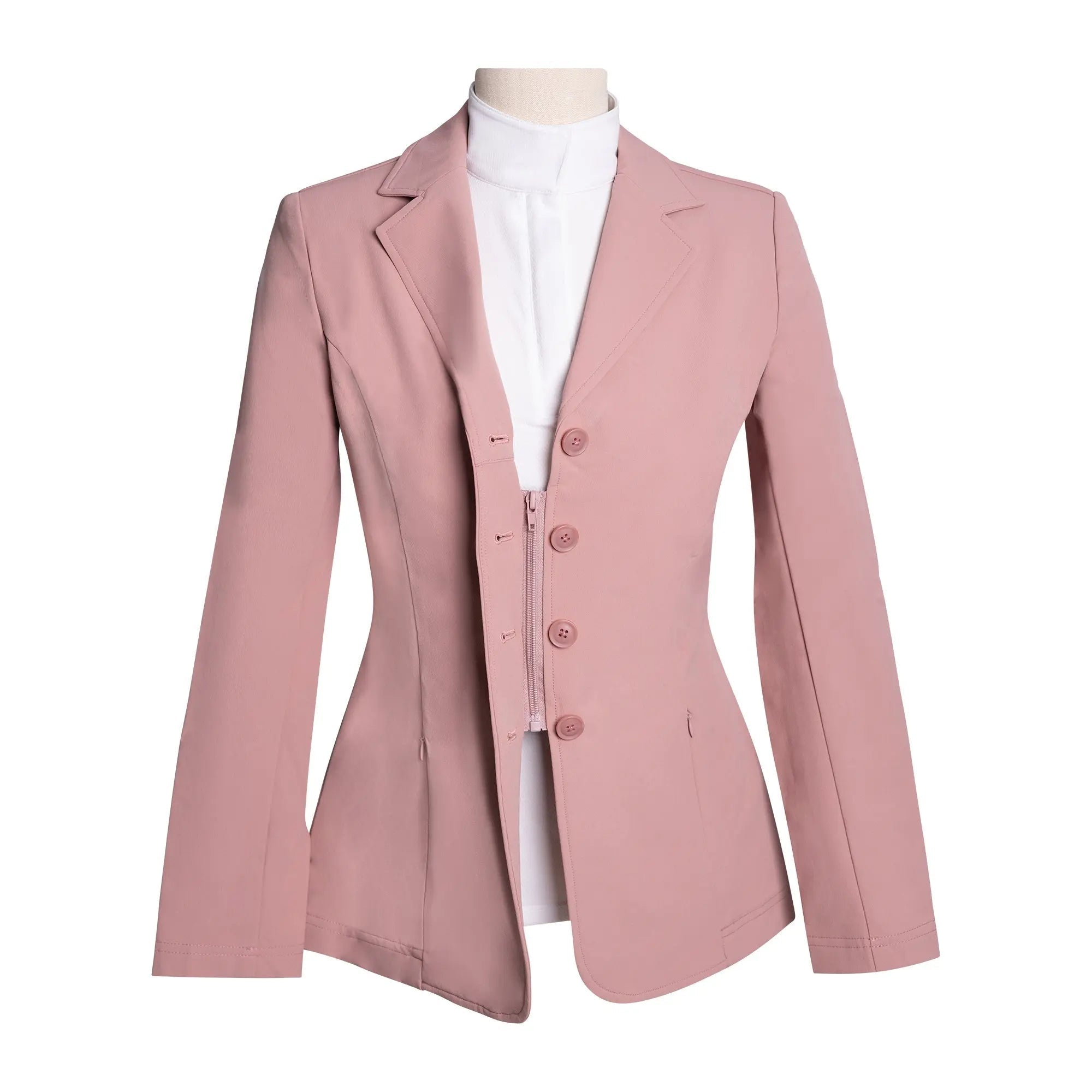 Grand Prix Quinn Show Jacket, 4 Button Front with Hidden Zipper Closure, Rose - Equiluxe Tack