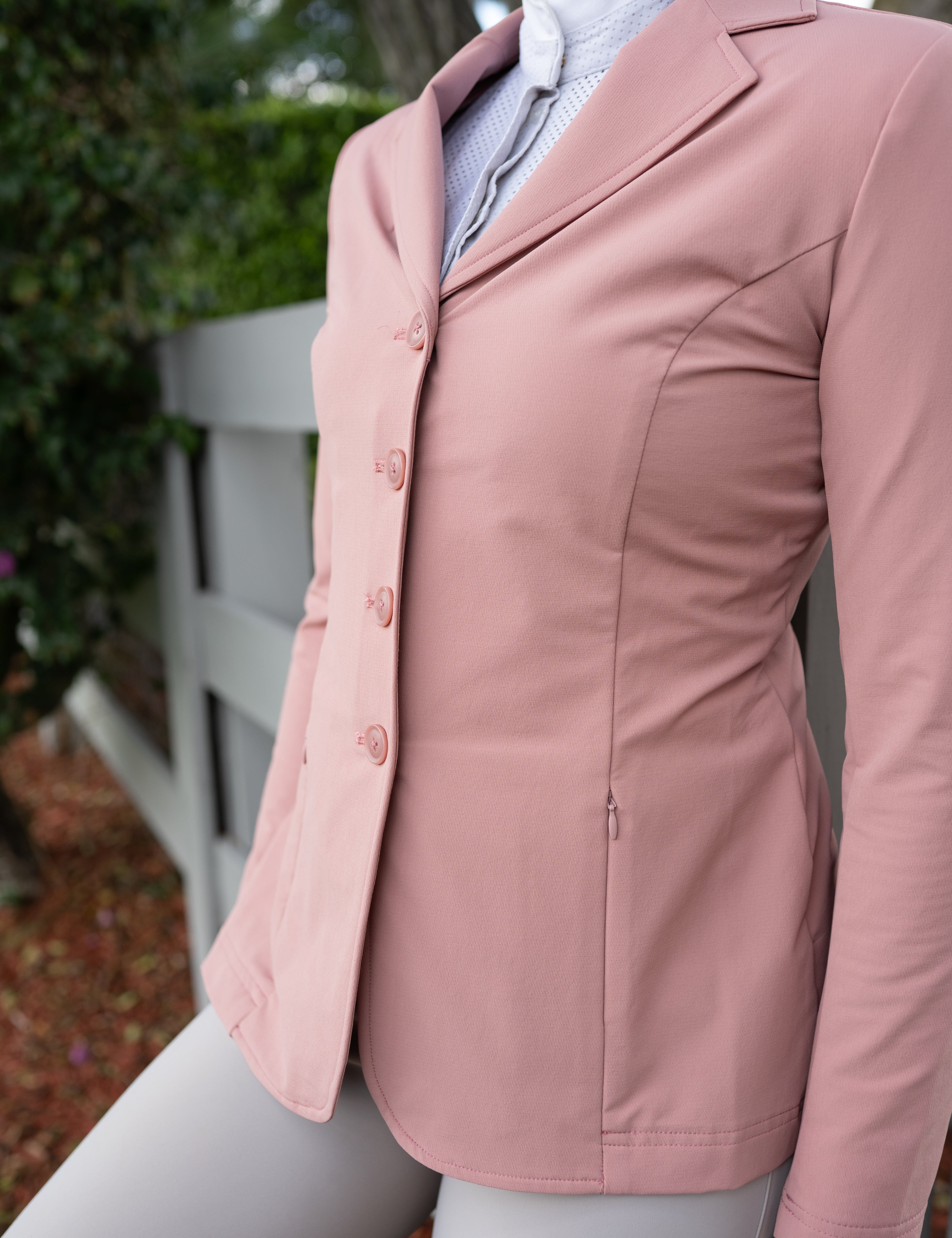 Grand Prix Quinn Show Jacket, 4 Button Front with Hidden Zipper Closure, Rose - Equiluxe Tack