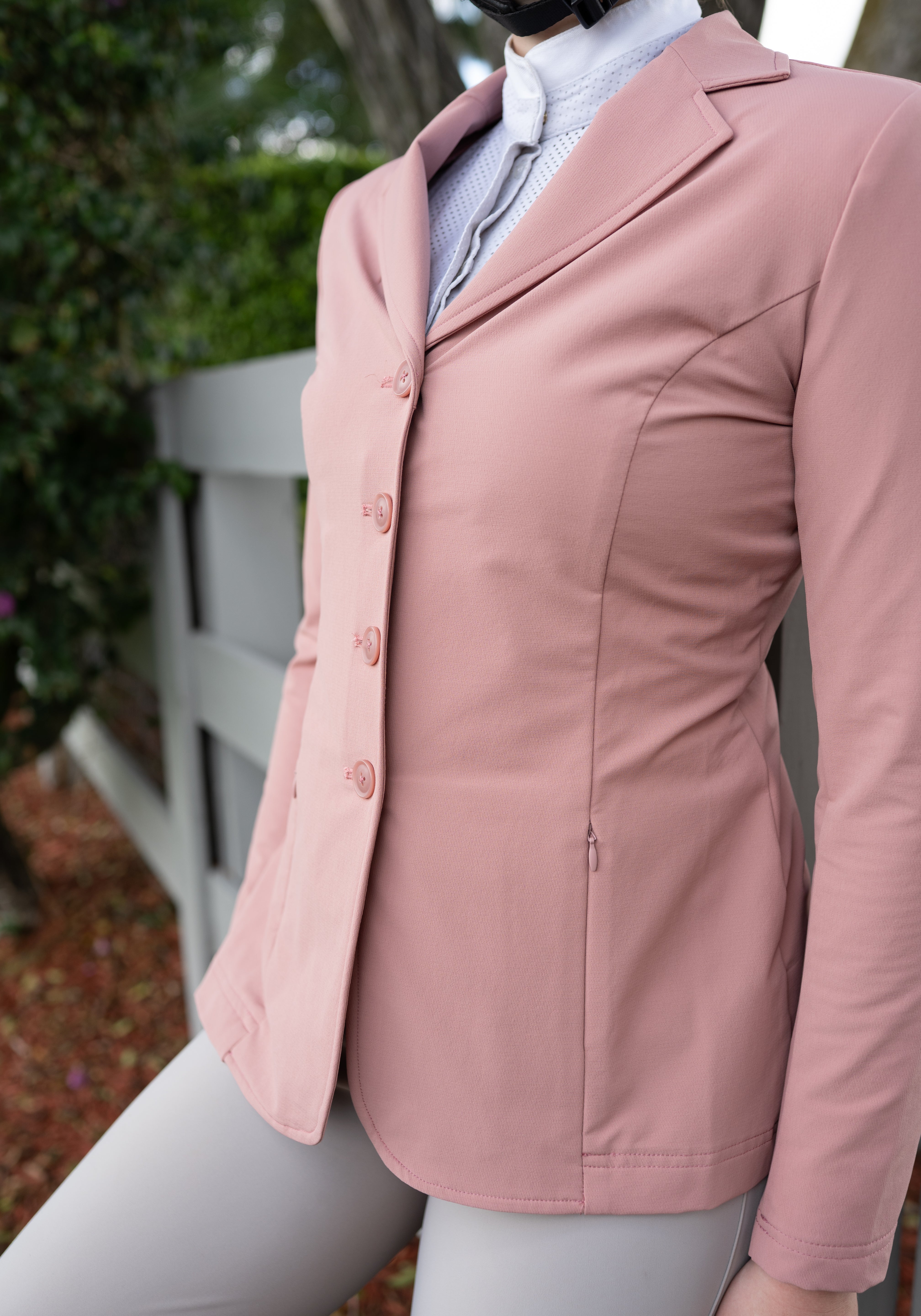 Grand Prix Quinn Show Jacket, 4 Button Front with Hidden Zipper Closure, Rose - Equiluxe Tack