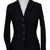 Grand Prix Saltare Premio 4 Button Riding Show Coat, Black with Dark Green - Equiluxe Tack