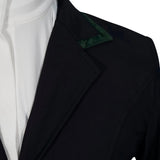 Grand Prix Saltare Premio 4 Button Riding Show Coat, Black with Dark Green - Equiluxe Tack