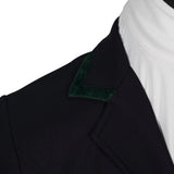 Grand Prix Saltare Premio 4 Button Riding Show Coat, Black with Dark Green - Equiluxe Tack