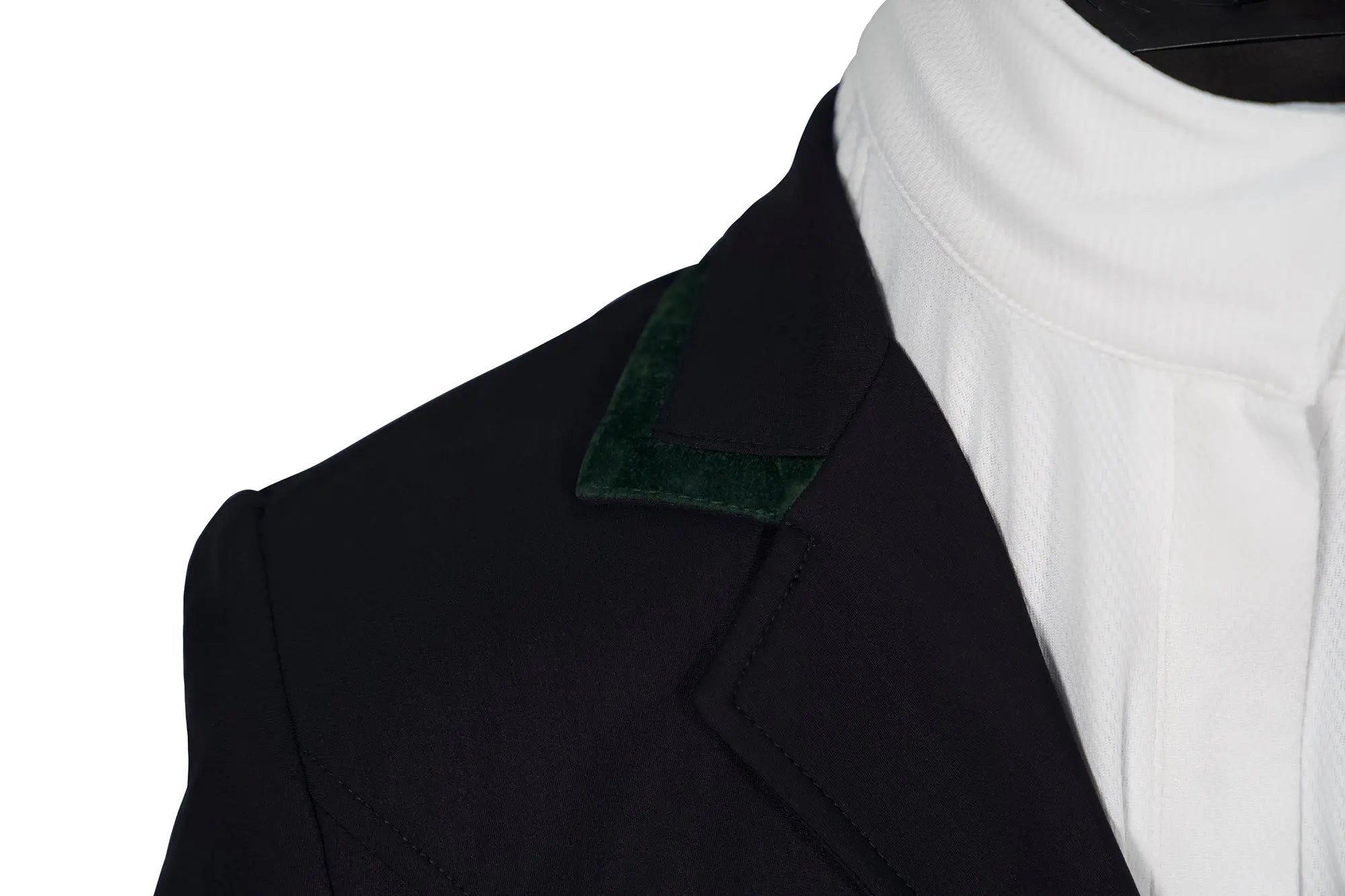 Grand Prix Saltare Premio 4 Button Riding Show Coat, Black with Dark Green - Equiluxe Tack