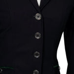 Grand Prix Saltare Premio 4 Button Riding Show Coat, Black with Dark Green - Equiluxe Tack