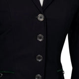 Grand Prix Saltare Premio 4 Button Riding Show Coat, Black with Dark Green - Equiluxe Tack