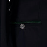 Grand Prix Saltare Premio 4 Button Riding Show Coat, Black with Dark Green - Equiluxe Tack