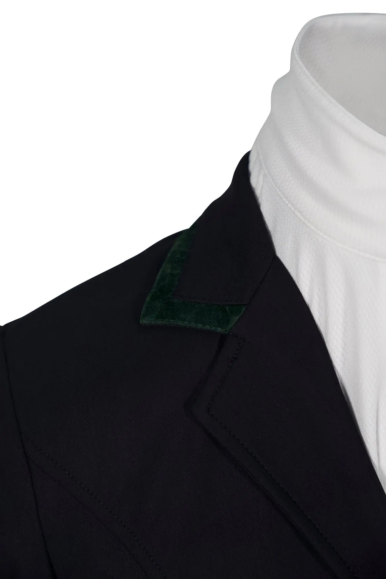 Grand Prix Saltare Premio 4 Button Riding Show Coat, Black with Dark Green - Equiluxe Tack