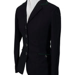 Grand Prix Saltare Premio 4 Button Riding Show Coat, Black with Dark Green - Equiluxe Tack