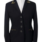 Grand Prix Saltare Premio 4 Button Riding Show Coat, Black with Moss Green - Equiluxe Tack