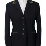 Grand Prix Saltare Premio 4 Button Riding Show Coat, Black with Moss Green - Equiluxe Tack
