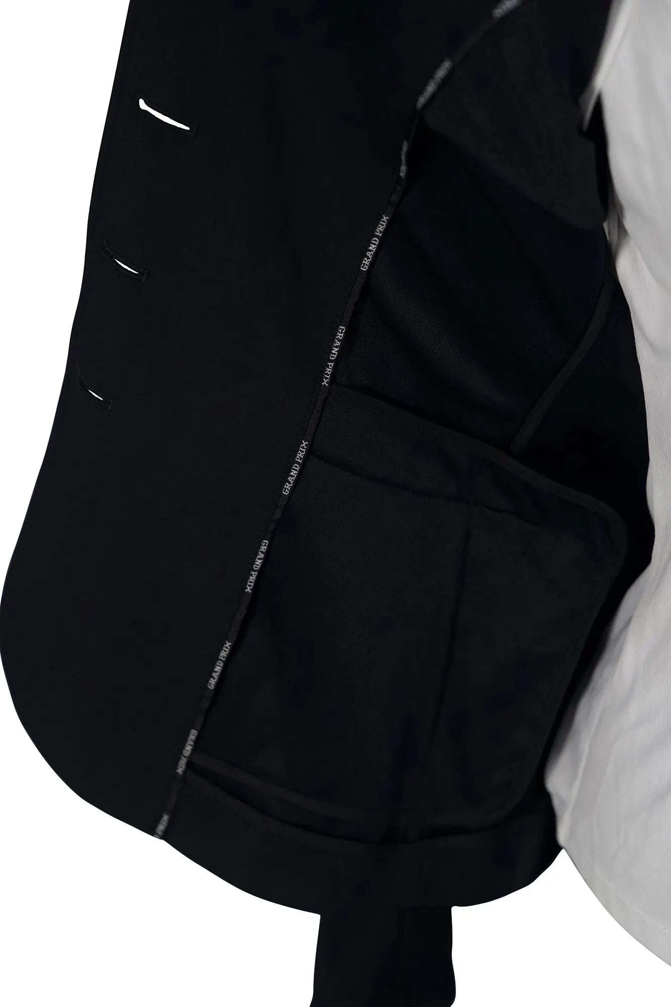 Grand Prix Saltare Premio 4 Button Riding Show Coat, Black with Moss Green - Equiluxe Tack