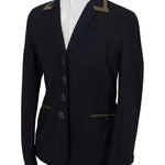 Grand Prix Saltare Premio 4 Button Riding Show Coat, Black with Moss Green - Equiluxe Tack