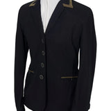 Grand Prix Saltare Premio 4 Button Riding Show Coat, Black with Moss Green - Equiluxe Tack
