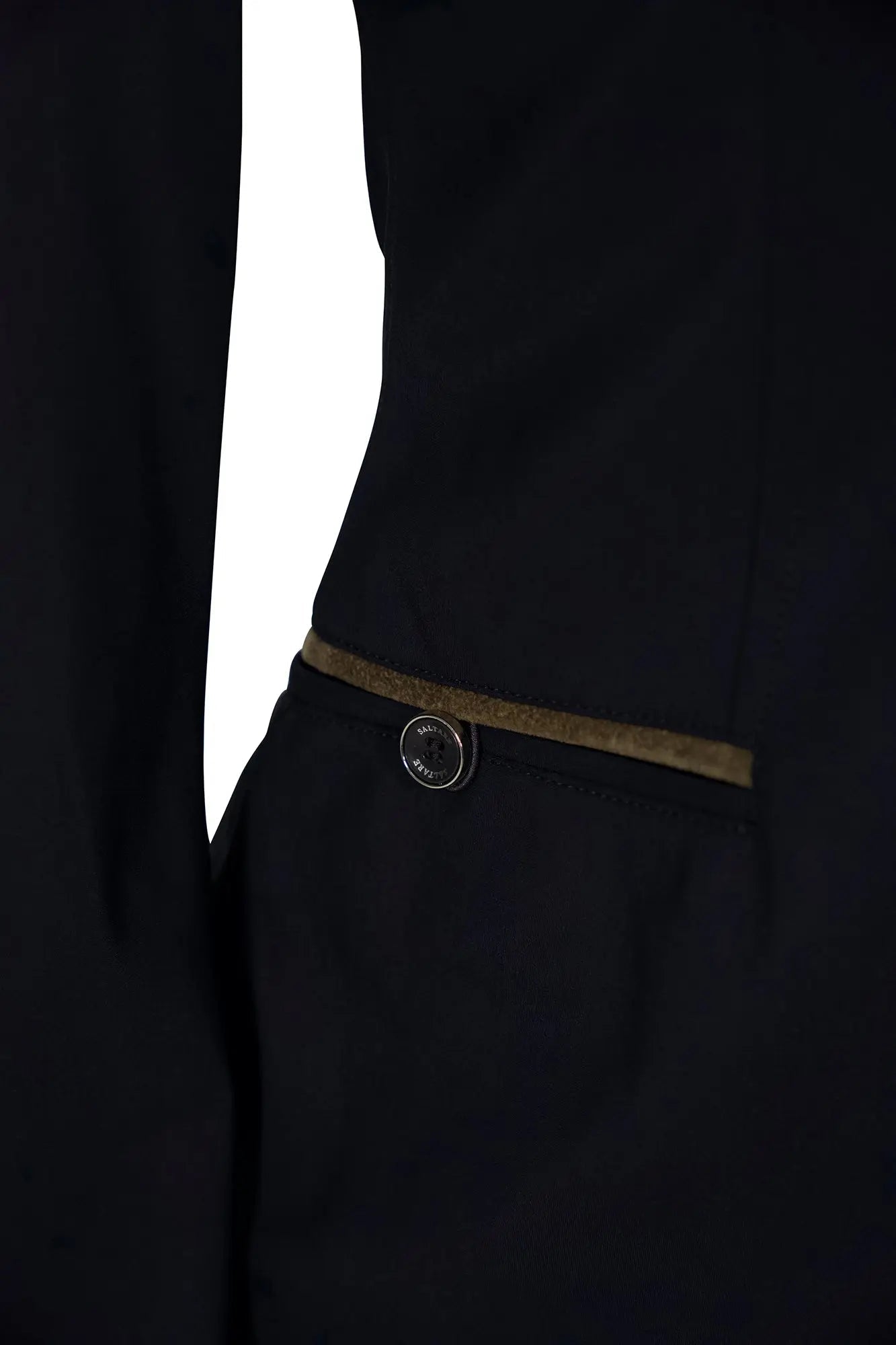 Grand Prix Saltare Premio 4 Button Riding Show Coat, Black with Moss Green - Equiluxe Tack