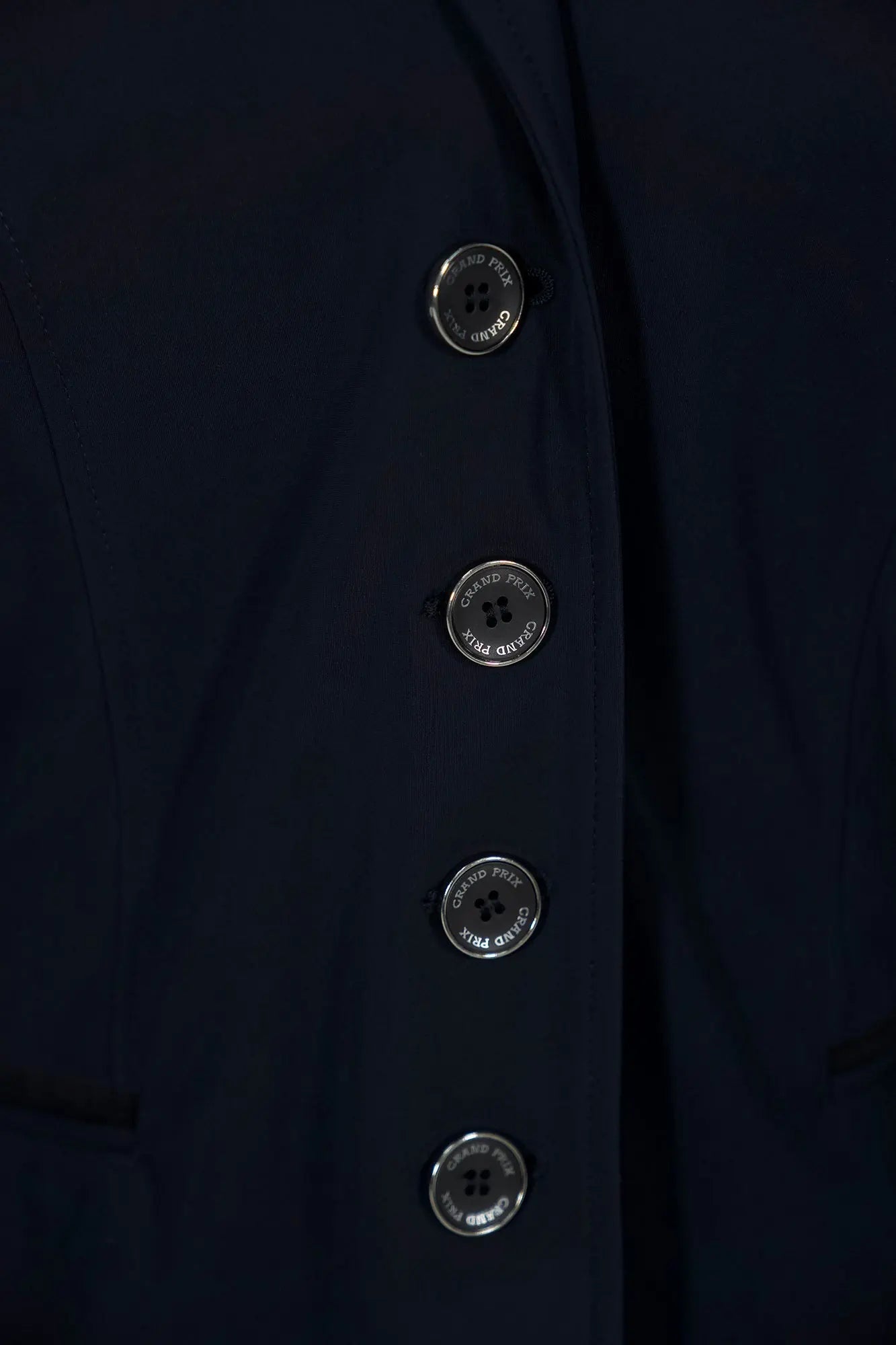 Grand Prix Saltare Premio 4 Button Riding Show Coat, Navy with Black - Equiluxe Tack