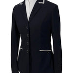 Grand Prix Saltare Premio 4 Button Riding Show Coat, Navy with Grey - Equiluxe Tack