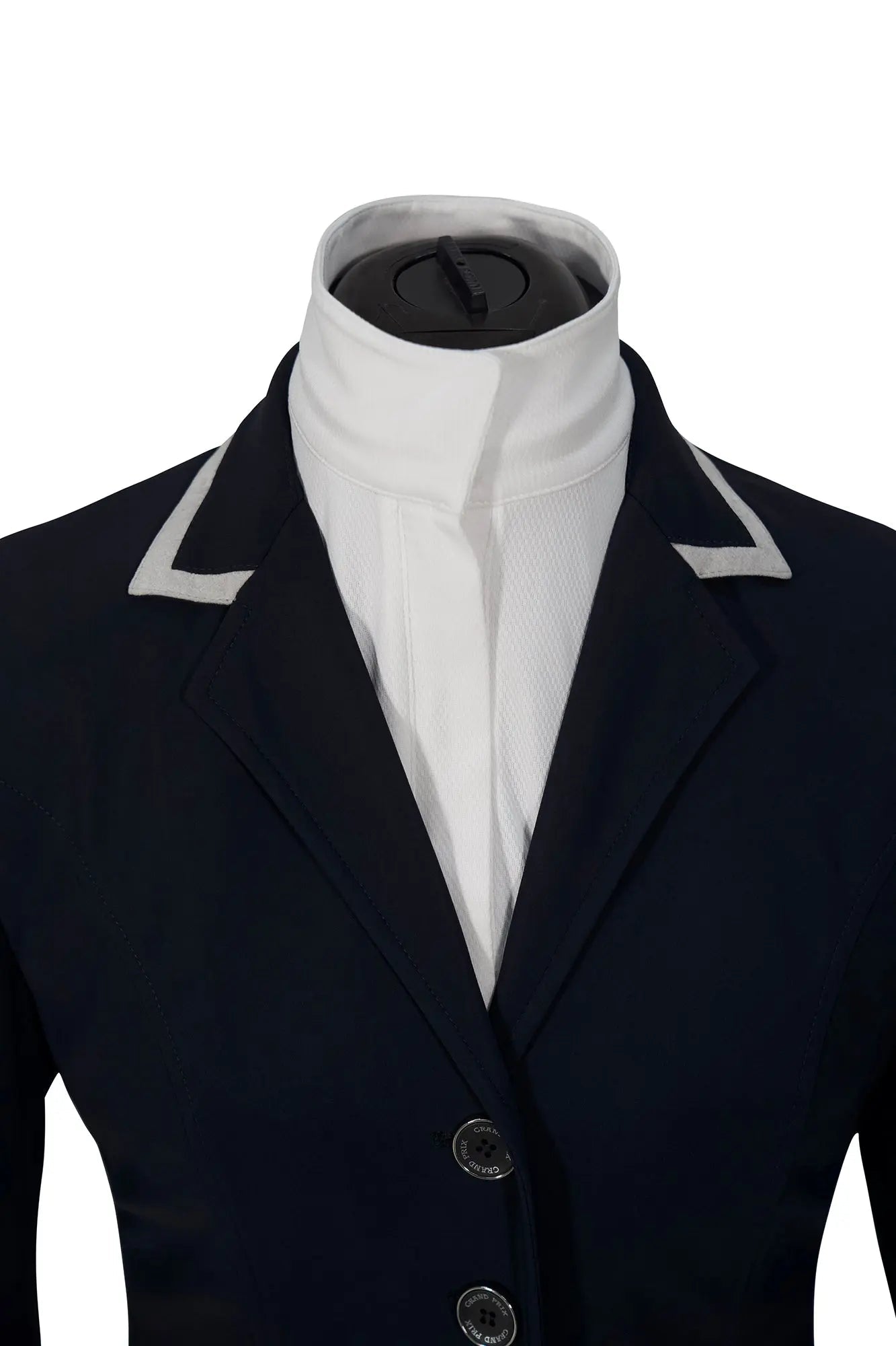 Grand Prix Saltare Premio 4 Button Riding Show Coat, Navy with Grey - Equiluxe Tack