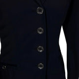 Grand Prix Saltare Premio 4 Button Riding Show Coat, Navy with Navy - Equiluxe Tack
