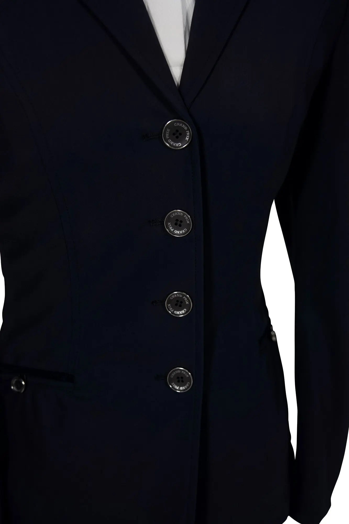 Grand Prix Saltare Premio 4 Button Riding Show Coat, Navy with Navy - Equiluxe Tack