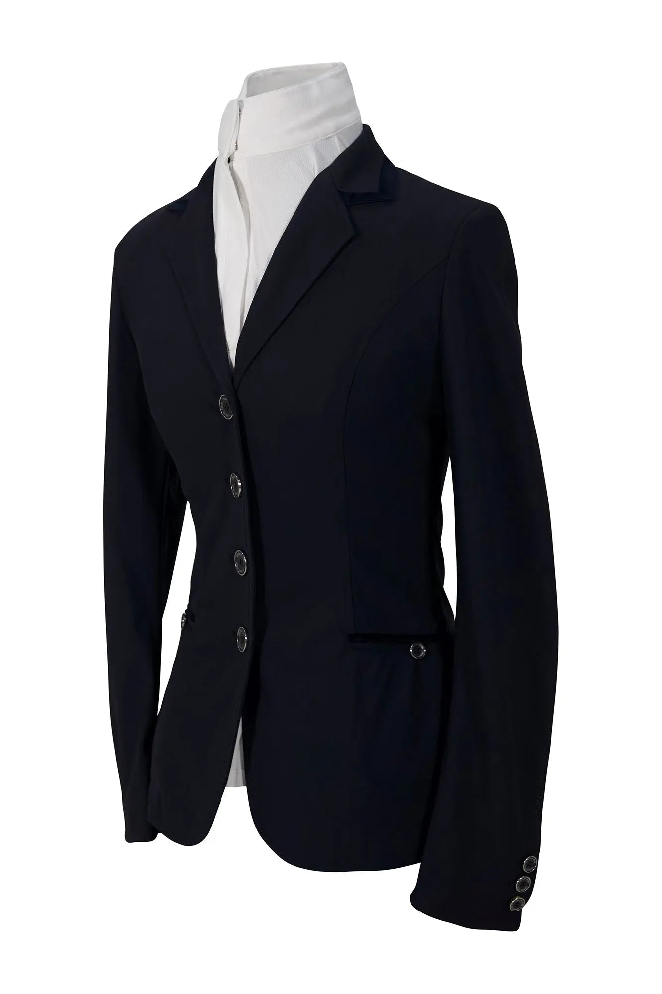 Grand Prix Saltare Premio 4 Button Riding Show Coat, Navy with Navy - Equiluxe Tack