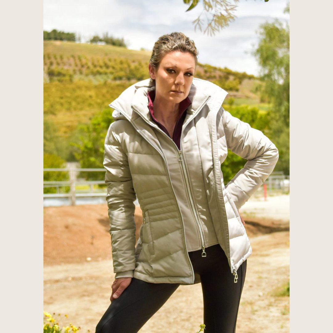 Grey Duck Down Riding Jacket - Dressage Queen Dream - Equiluxe Tack