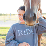 Grey "RIDE" Sweatshirt - Blue Ombre - Ellany - Equiluxe Tack