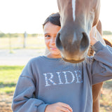 Grey "RIDE" Sweatshirt - Blue Ombre - Ellany - Equiluxe Tack