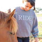 Grey "RIDE" Sweatshirt - Blue Ombre - Ellany - Equiluxe Tack