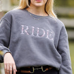 Grey "RIDE" Sweatshirt - Purple - Ellany - Equiluxe Tack